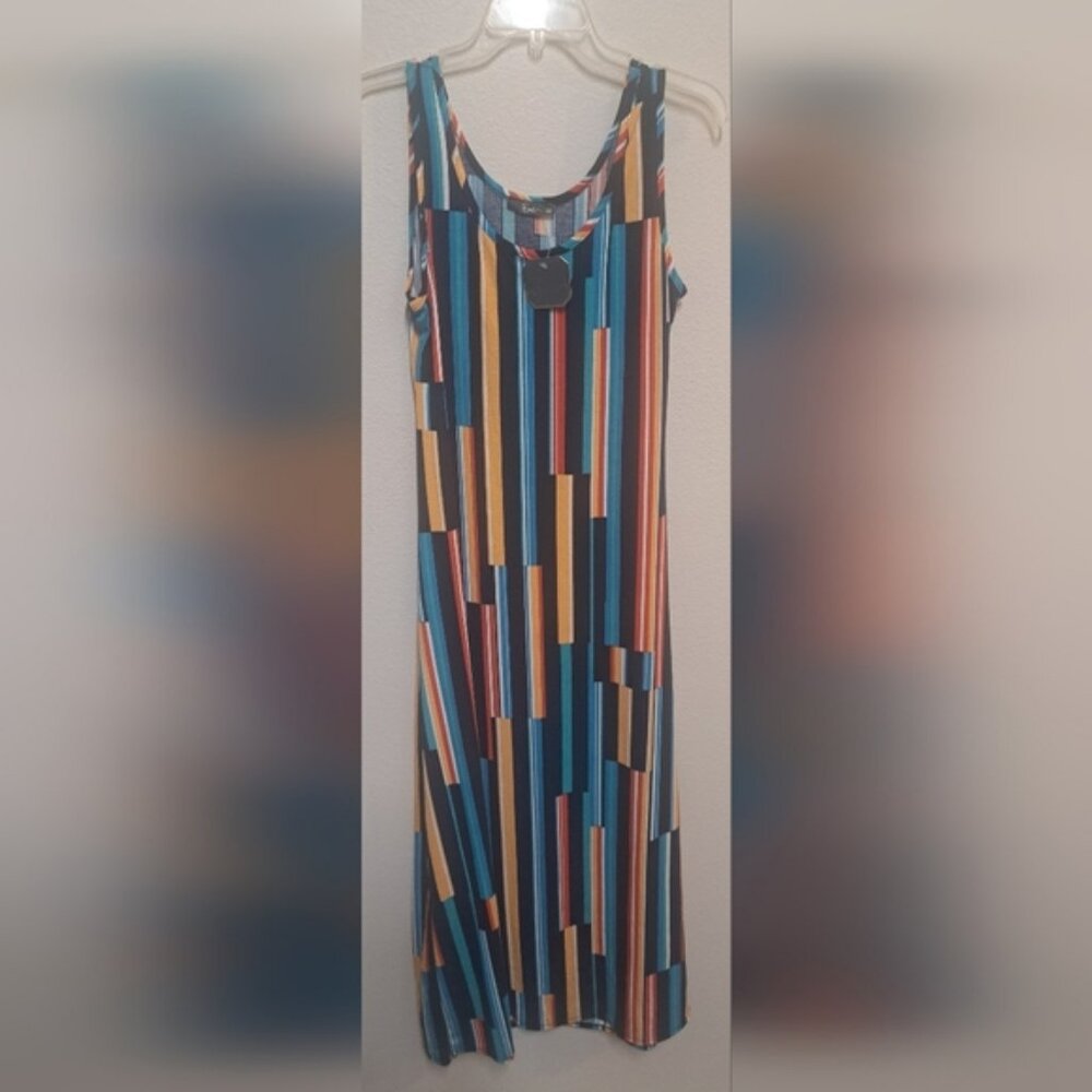 Pinc Womens XL Multicolor Striped Sleeveless Maxi Dress NWT Stretch